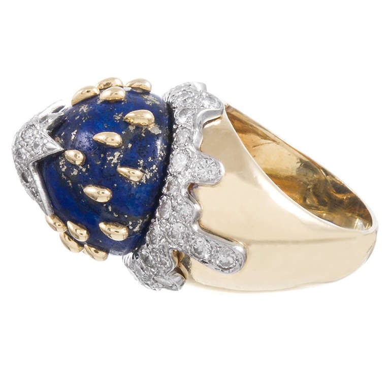 Lapis Diamond Galaxy Dome Ring For Sale
