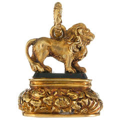 Victorian Motto "Nil Nisi Cruce" Seal Gold British Lion Fob Pendant
