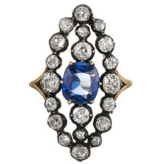 Antique Victorian Sapphire Diamond Plaque Ring