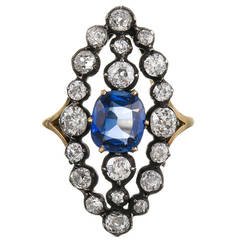Victorian Sapphire Diamond Plaque Ring 11