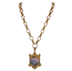 English Victorian “Lover of Animals” Two Color Gold Miniature Picture Locket