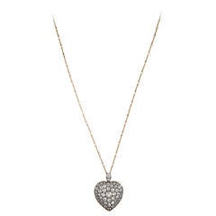 Victorian Old European Cut Diamond Gold Heart-Shaped Locket Pendant