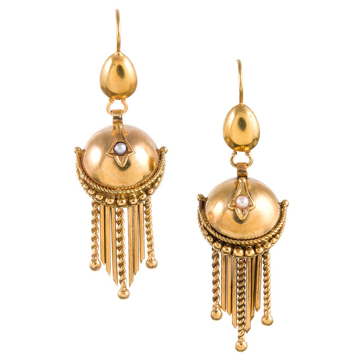 Victorian Golden Orb Fringe Drop Earrings