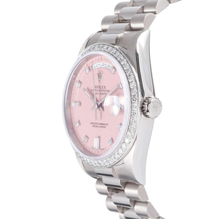 For the discerning Rolex enthusiast, the sophisticated fashion devotee or the astute collector of fine, rare objects, we present an important Rolex timepiece with an extremely rare, original Rolex rose pink 