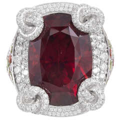 32 Carat Rhodolite Garnet Ring Signed Mauboussin