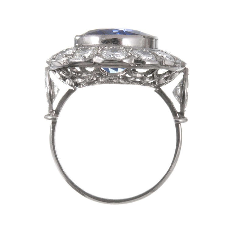 Women's Extra Large 6.50 Carat Sapphire and Diamond Cluster Ring