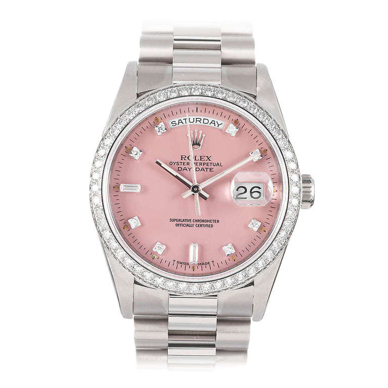 Rolex Day-Date White Gold with "ROSE STELLA" Diamond Dial