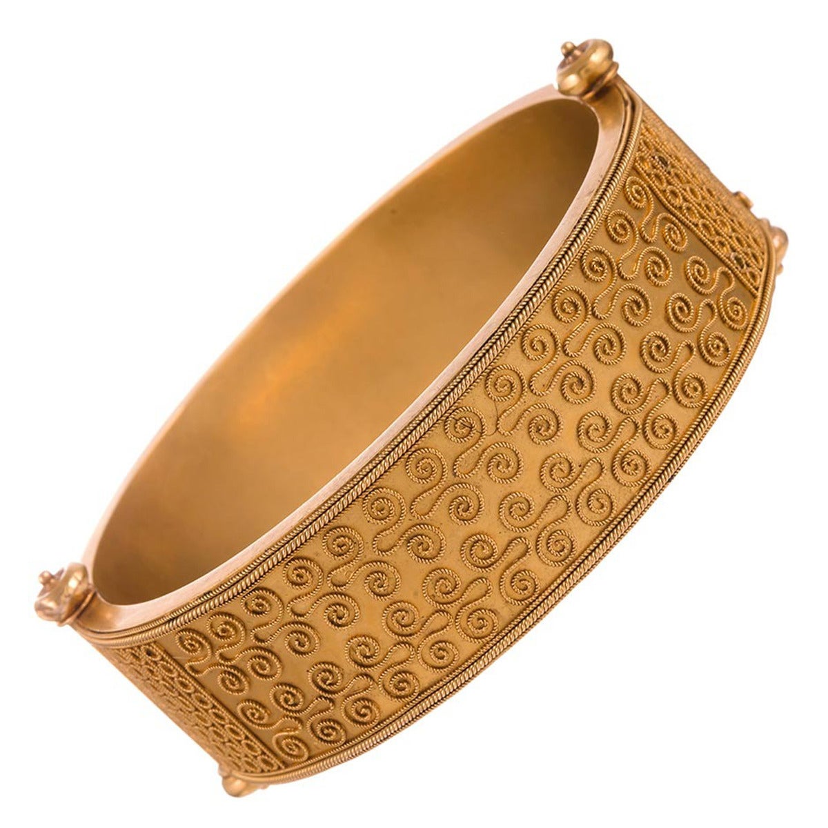 Victorian Stunning Etruscan Revival Double-Sided Bangle Bracelet For Sale