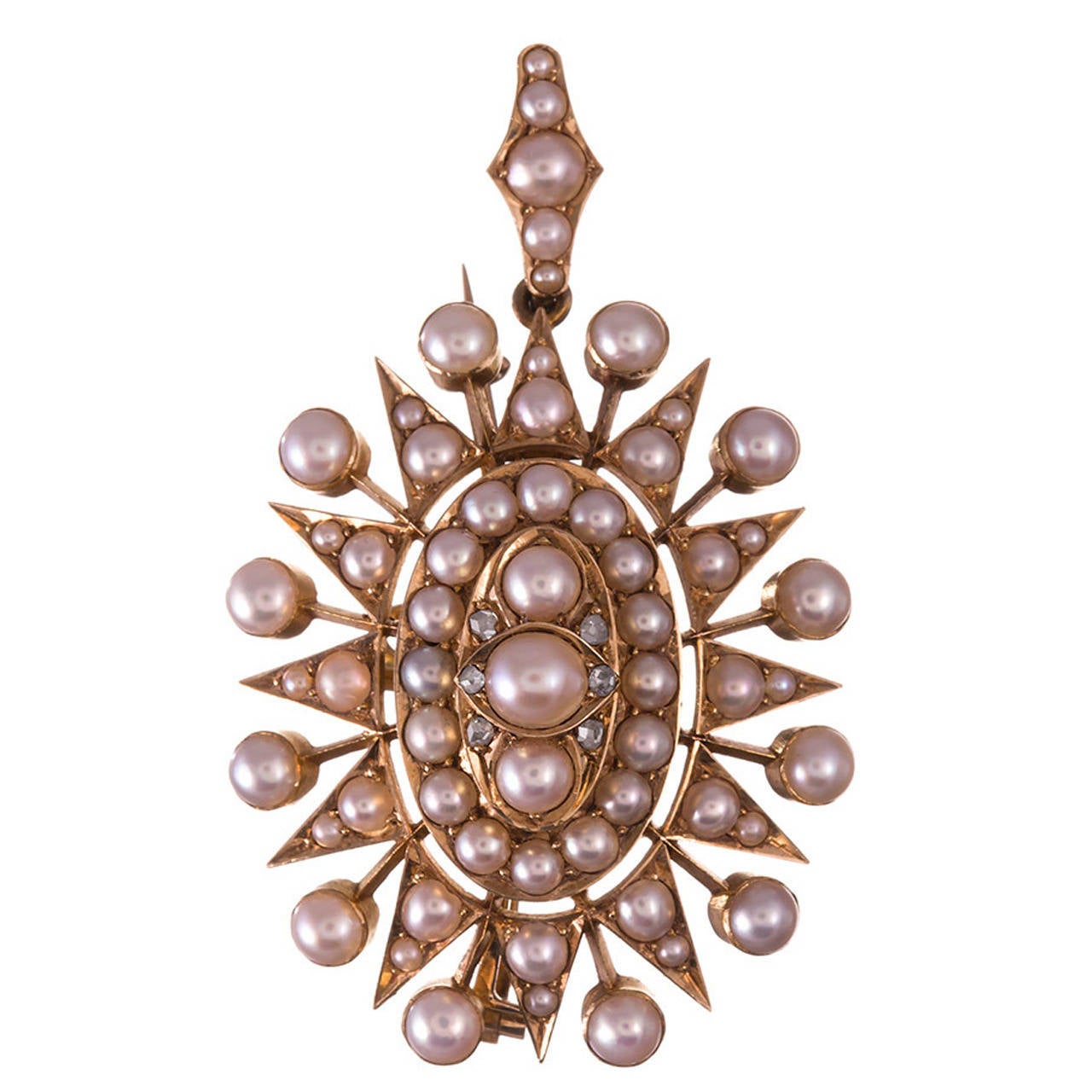 Victorian Starburst Pearl Pin Pendant