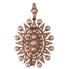 Antique Victorian Starburst Pearl Pin Pendant