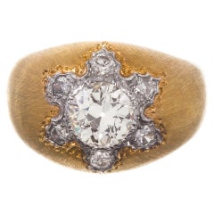 Retro Buccellati Diamond Sunburst Ring with Original Box