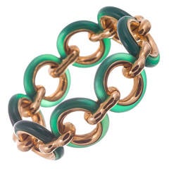 Van Cleef & Arpels Green Onyx Gold Link Bracelet