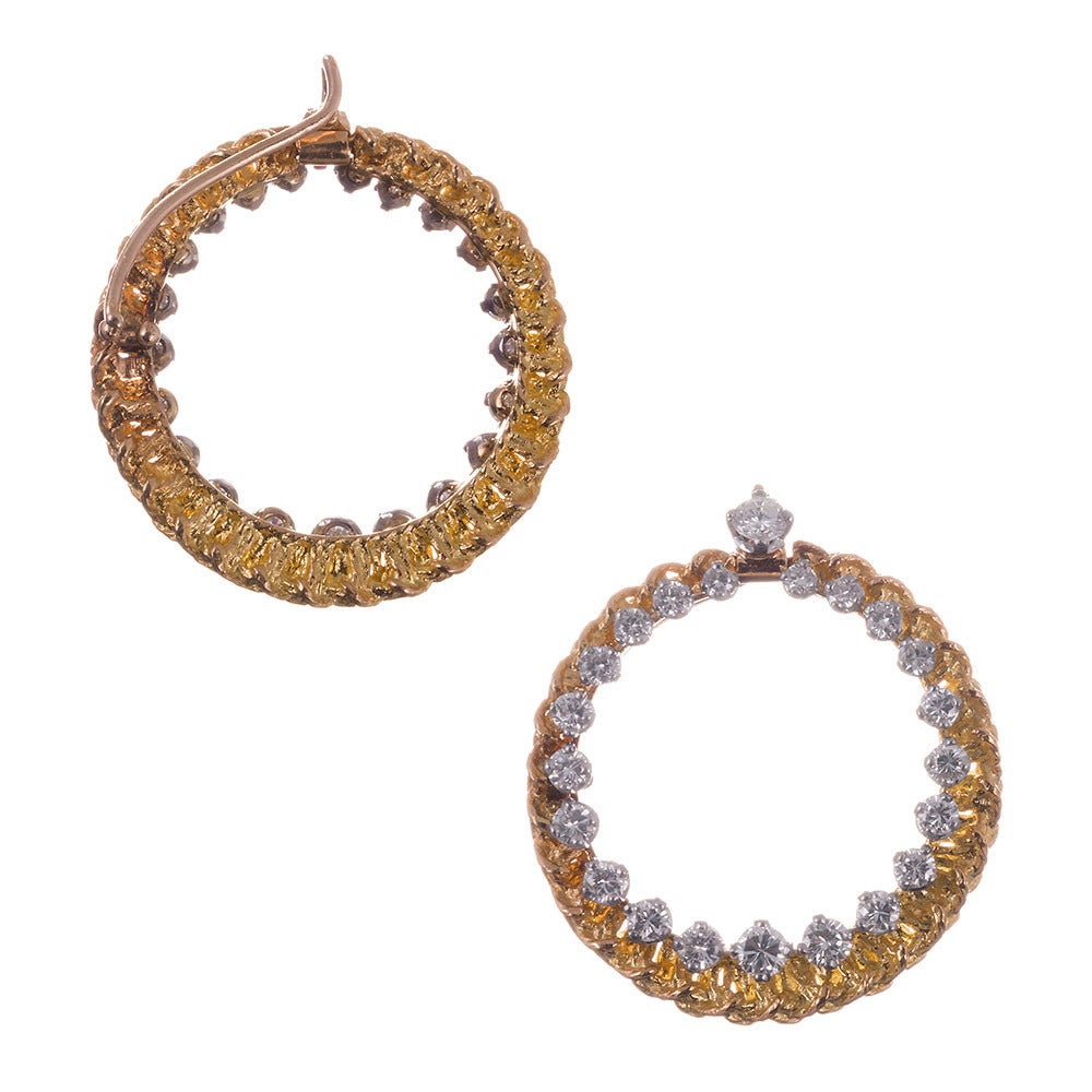 Tiffany and Co. Detachable Diamond Gold Hoop Earrings For Sale at 1stDibs