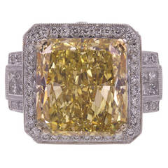 12.05 Carat GIA Cert Fancy Brownish Yellow Diamond Gold Platinum Ring