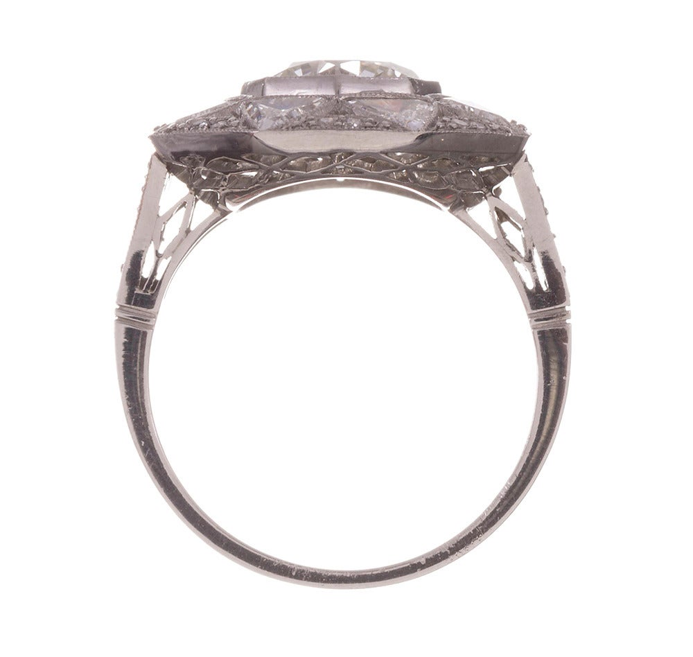 Art Deco Diamond Platinum “Sunshine” Ring