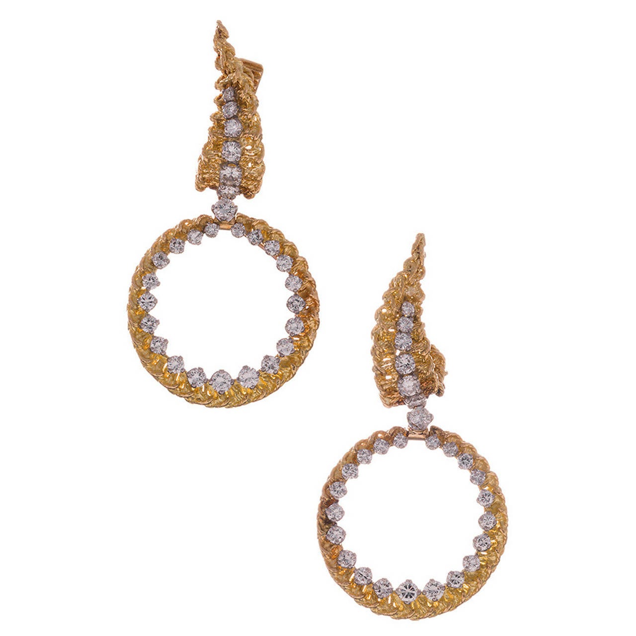 Tiffany & Co. Detachable Diamond Gold Hoop Earrings