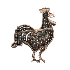 Circa 1910 Diamond & Enamel Rooster Pin