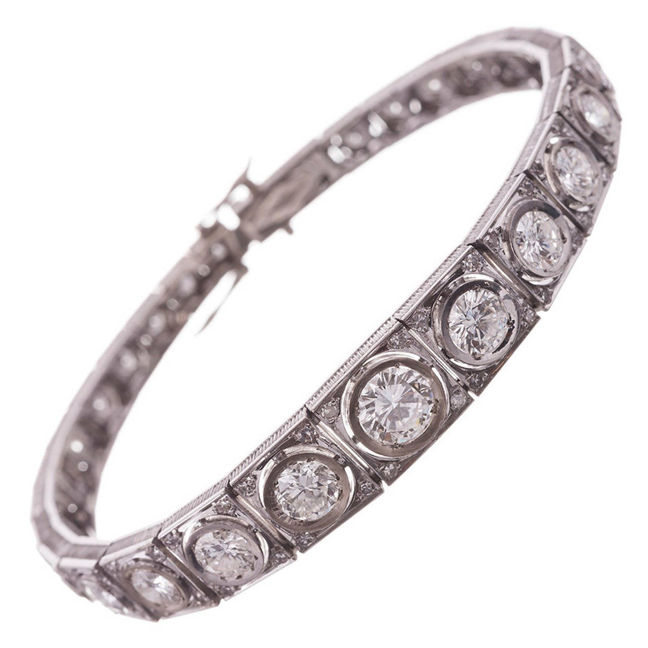 Art Deco Graduated Diamond Line Bracelet
