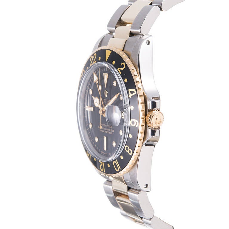 Rolex Orologio da polso GMT-Master con quadrante in acciaio e oro "Nipple" Ref 1675 circa anni '70