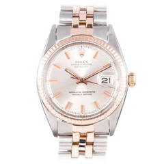 Rolex Stainless Steel and Rose Gold "Fat Boy" Datejust Ref 1601 circa 1970