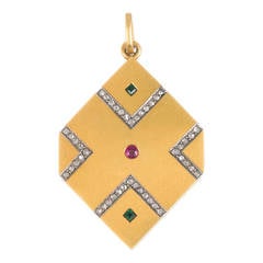 Antique Victorian Hexagonal Locket with Gemstones