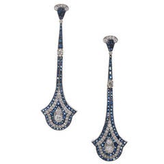 Stunning Sapphire Diamond Platinum Earrings