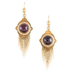 Antique Victorian Bearded Garnet Earrings