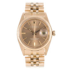 Rolex Yellow Gold Datejust Wristwatch with Bronze-Tone Dial Ref 1601 circa 1970s