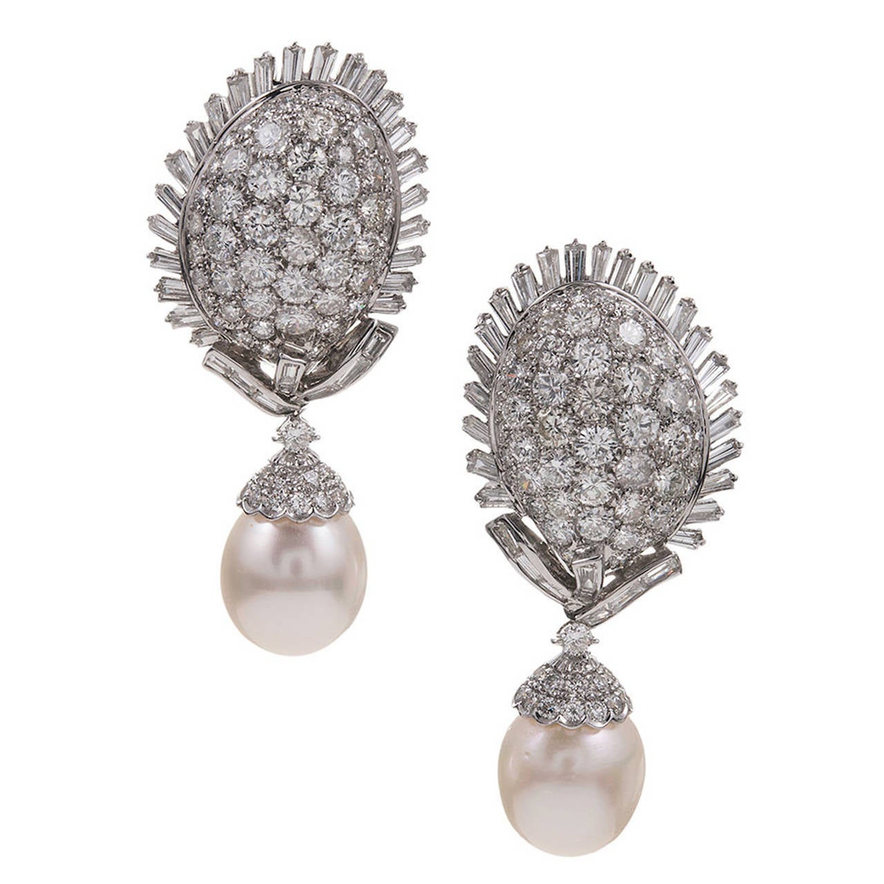 Diamond Earrings with Pearl Drop Enhancers, signed “Rothchild” at 1stDibs