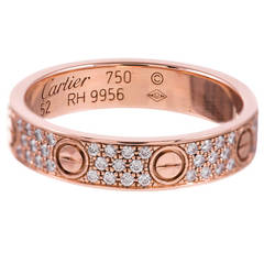 Bague LOVE en or rose pavé de diamants Cartier