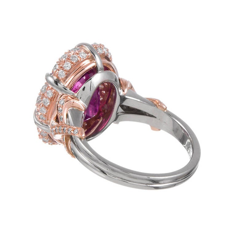 9.12 Carat Purplish Pink Sri Lanka Sapphire Ring In New Condition For Sale In Carmel-by-the-Sea, CA