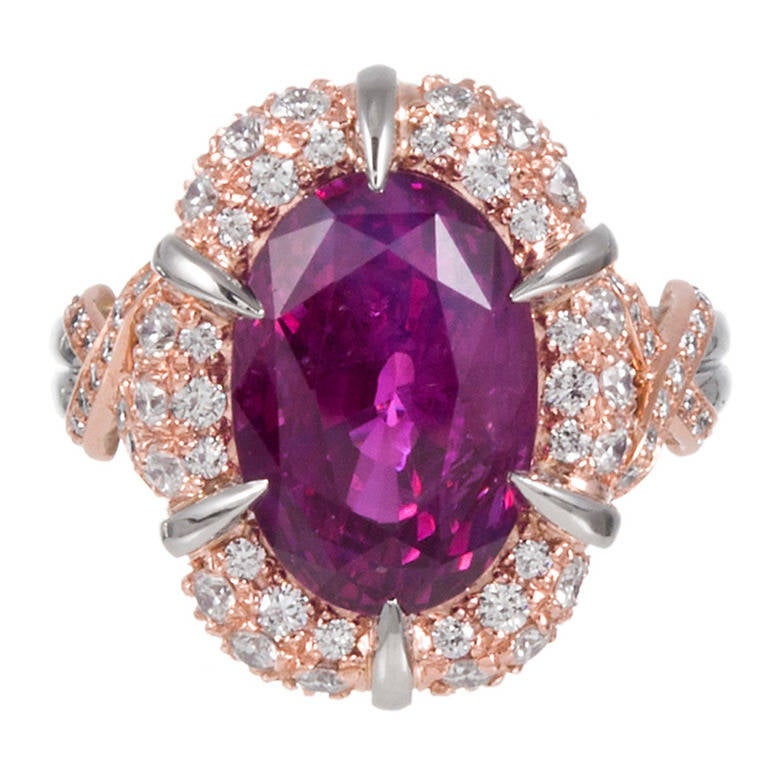 9.12 Carat Purplish Pink Sri Lanka Sapphire Ring For Sale