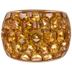Sabbadini Yellow Sapphire Gold “Honeycomb” Wide Band Ring