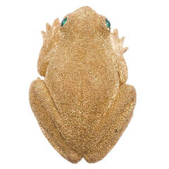 1970s Textured Gold Frog Motif Dome Ring