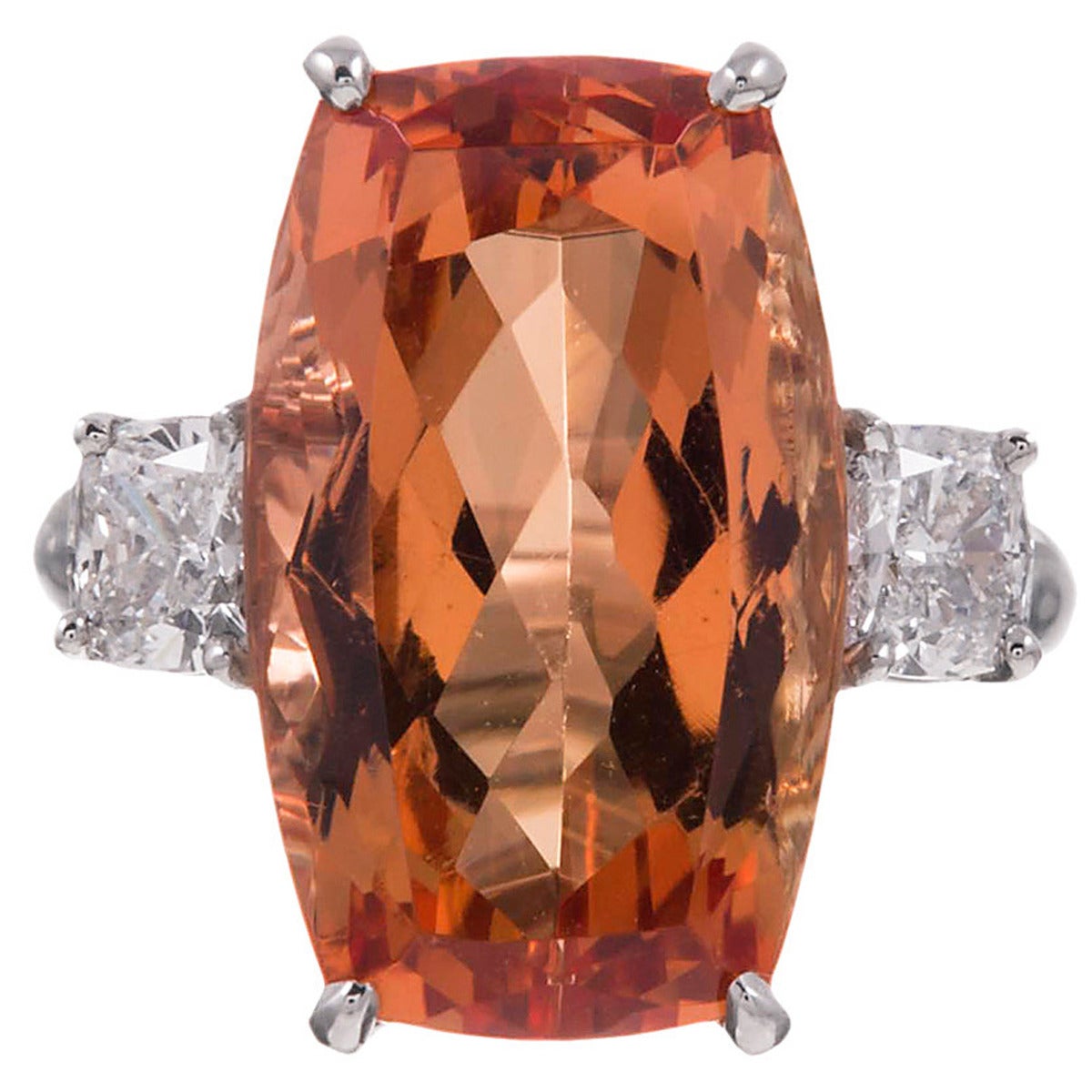 14.75 Carat Imperial Topaz Diamond Platinum Ring