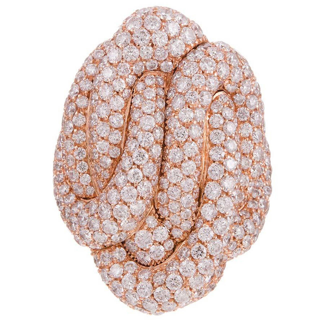 Palmeiro Italian Diamond Gold Knot Cluster Ring