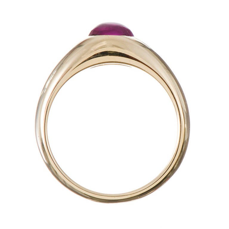 Victorian Cabochon Ruby Gold Gypsy Ring In Excellent Condition In Carmel-by-the-Sea, CA
