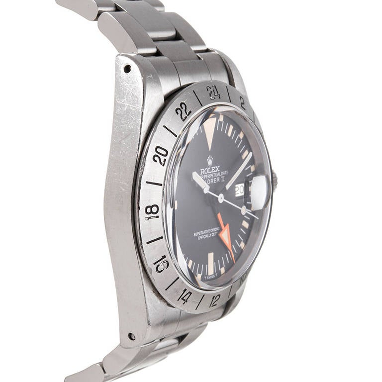 Rolex Stainless Steel Orange Hand Explorer II Wristwatch Ref 1655