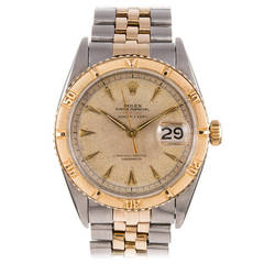 Retro Rolex Stainless Steel and Yellow Gold Turn-o-Graph Watch Sold by Serpico y Laino