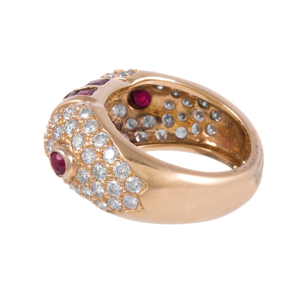 Ruby Diamond Gold Earrings and Ring Suite 1