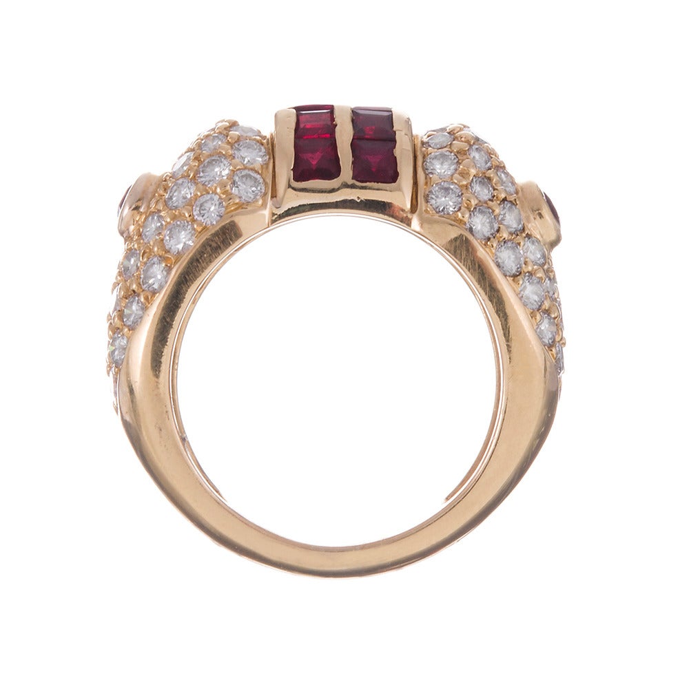 Ruby Diamond Gold Earrings and Ring Suite 2