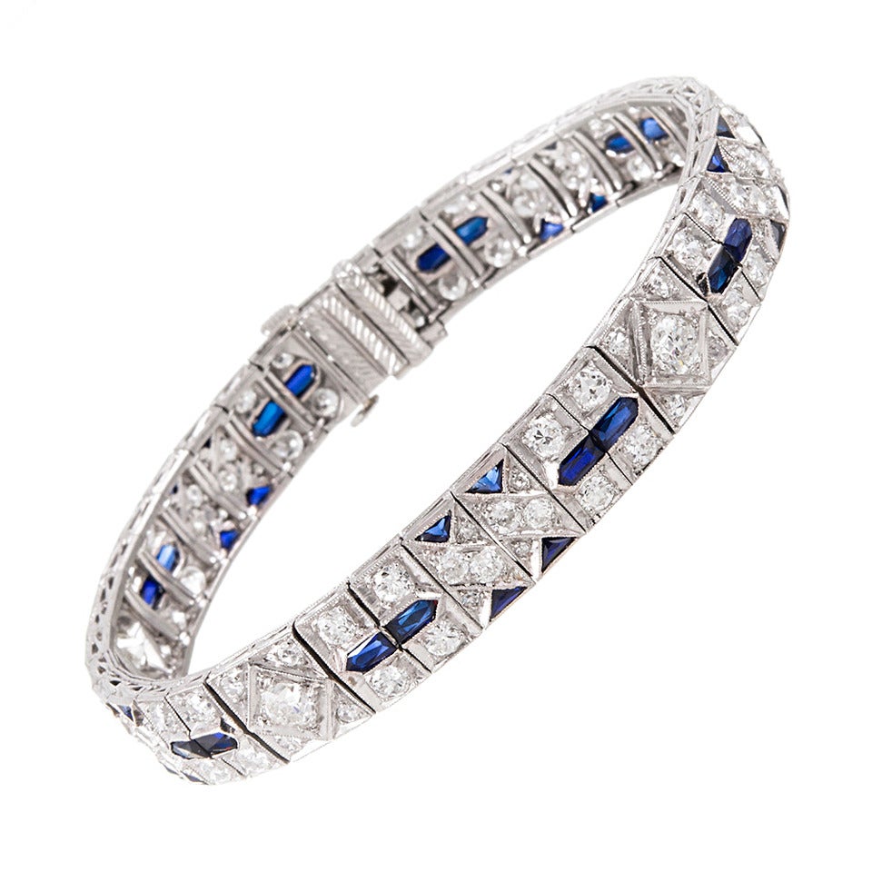 Art Deco Sapphire Diamond Bracelet at 1stDibs