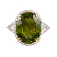 10.30 Carat Peridot Diamond Cocktail Ring