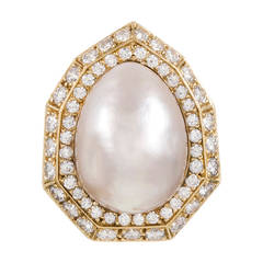 Baroque Pearl Diamond Gold Ring