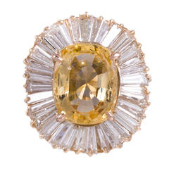 7.93 Carat No Heat Yellow Sapphire Diamond Ballerina Ring