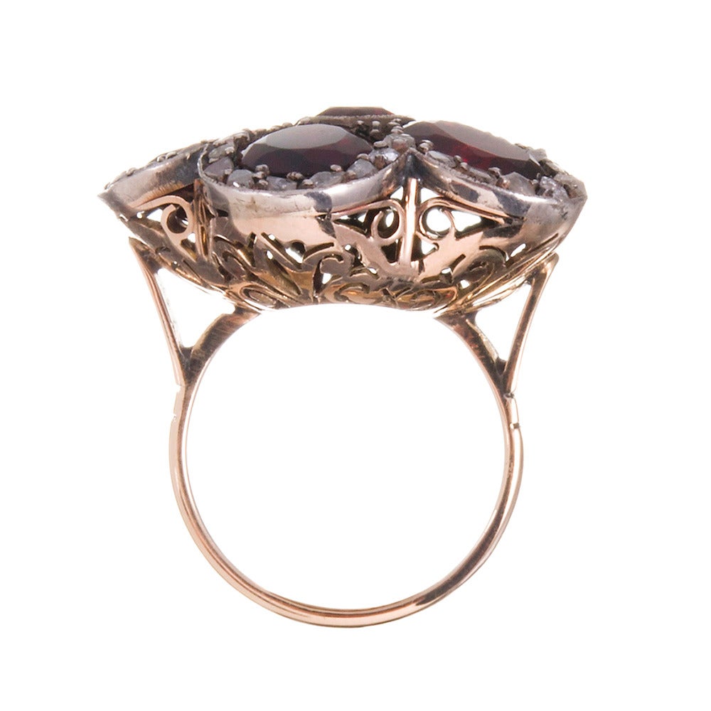 vintage garnet flower ring