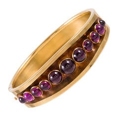 Victorian Cabochon Garnet Bangle Bracelet 10
