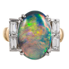 Five Carat Black Opal Diamond Ring 11