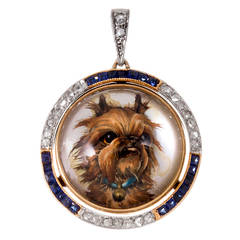 Victorian Essex Crystal Dog Theme Pendant