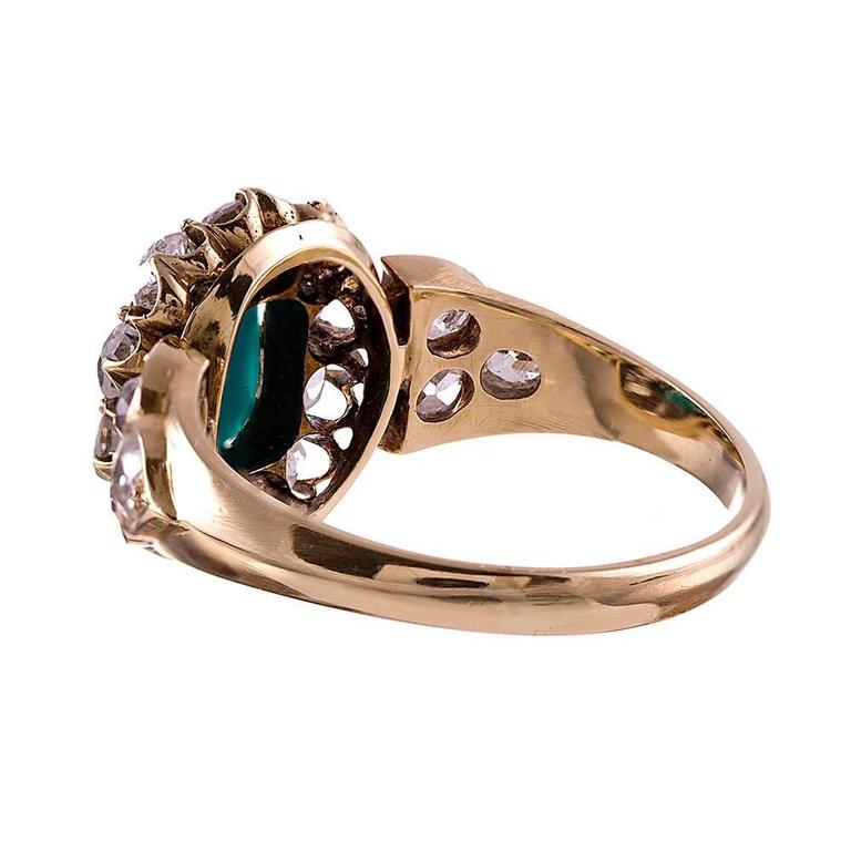 Victorian Turquoise and Old European Cut Diamond Cluster Ring at 1stDibs